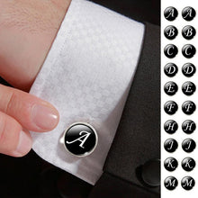 Load image into Gallery viewer, Men's Fashion A-Z Single Alphabet Cufflinks Silver Color Letter Cuff Button for Male Gentleman Shirt Wedding Cuff Links Gifts